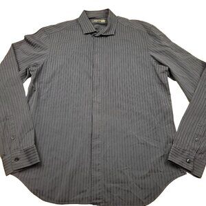 Burberry London Mens 16 - 41 Striped‎ Button Up Dress Shirt Gray Cotton Size
